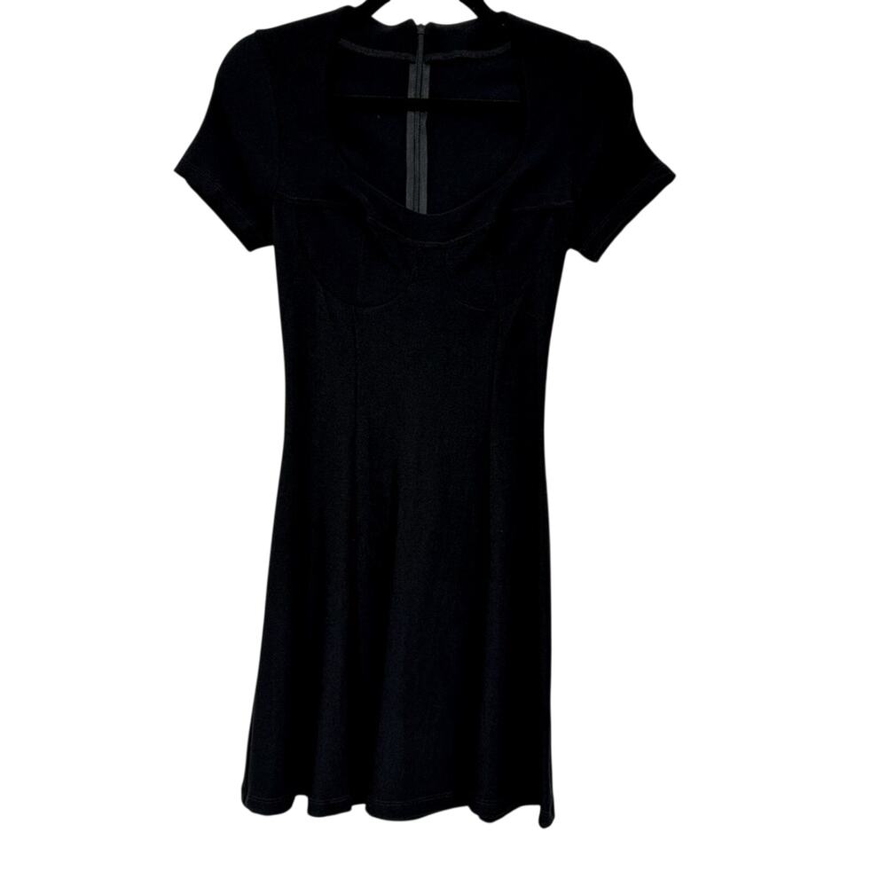 Vintage Carabella Black Short Sleeve Fit & Flare Mini Dress S